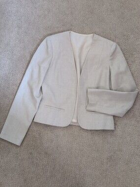 Handmade Women’s Light Gray Open-Front Blazer Jacket